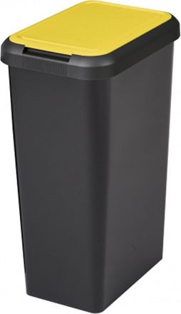 Tontarelli Papelera Touch&lift 45 Litros Color Negro Con Tapa Amarilla