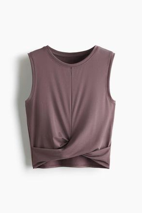 H&M Slim Fit Twist-detail Sports Vest Top in Dusty Mauve at Nordstrom, Size Xx-Large