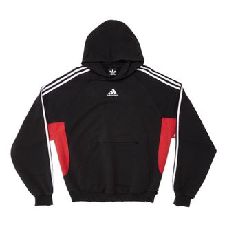 Balenciaga x adidas Fleece Hoodie Slim Fit Black Red 712395TNVA81003