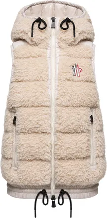 Moncler Moncler Teddy Hooded Insulated Vest, Women, Beige, Size: M