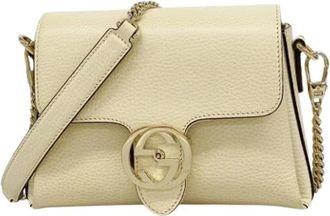 Gucci Pre-owned Cross Body Bags, female, Beige, Size: ONE SIZE Pre-owned Leather Cross Body Bag
