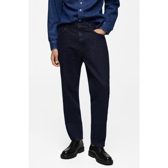 Mango Relaxed Fit Jeans in Dark Blue at Nordstrom, Size 30