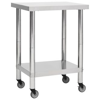 vidaXL Vidaxl - Mesa De Trabajo Para Cocina Con Ruedas Acero Inox 60x45x85 Cm