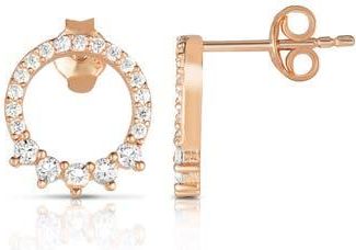 Sphera Milano 14K Gold Plated Cubic Zirconia Circle Stud Earrings in Rose Gold at Nordstrom Rack
