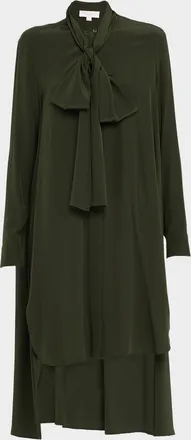 Michael Kors Scarf-Neck Hi-Low Silk Georgette Dress