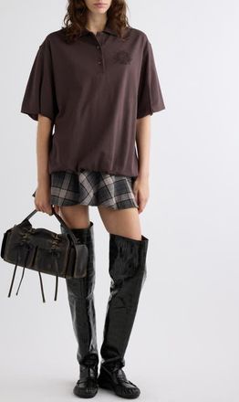 Acne Studios Eteddy Bubble Hem Polo in Dark Brown at Nordstrom, Size X-Small