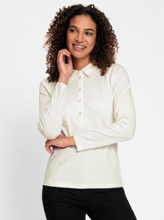 Casual Looks Poloshirt CASUAL LOOKS Poloshirt, Damen, Gr. 36, beige (ecru), 95% Baumwolle, 5% Elasthan, unifarben, Shirts Poloshirt