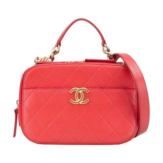 Chanel Pre-owned Elegante Gevulde Leren Vanity Case Handtas - Dames - Pre-owned - Rood - Maat: ONE Size Leer