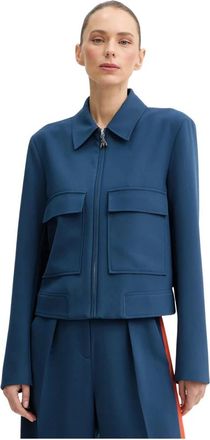 Patrizia Pepe Twill Sporty Jacket - Dames - Zomerjassen - Blauw - M - Polyester - Jassen