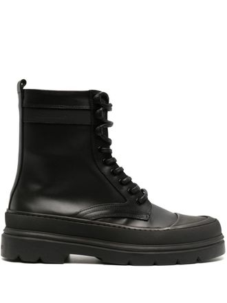 Calvin Klein logo-debossed leather ankle boots - men - Calf Leather/Rubber/Calf Leather/Fabric - 44 - Black