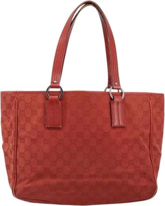 Gucci Pre-owned Tote Bags, female, Red, Size: ONE SIZE Pre-owned Vintage Monogram Canvas Tote Bag