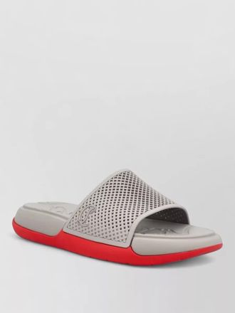 Christian Louboutin pool slides perforated texture contrast sole