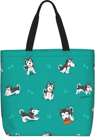 Generic Women Handbag Cute Dog Pattern Ladies Shopping Shoulder Bag Girls Reusable Crossbody Bags, For Graduation, Wedding, Daily, Swim, School