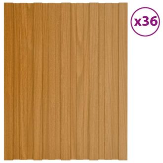 Berkfield Home Roof Panels 36 pcs Galvanised Steel Light Wood 60x45 cm
