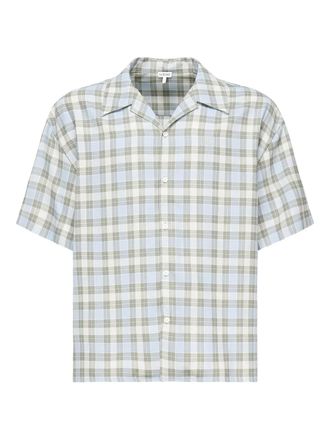 Loewe checked short-sleeve shirt - men - Polyester/Wool - 40 - Blue