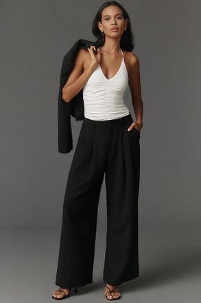 Maeve The Avery Wide-Leg Pleated Trousers by Maeve Pants