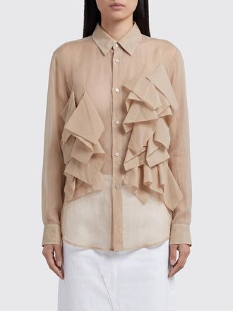 Comme Des Gar&ccedil;ons Long-Sleeved Cr&ecirc;pe Shirt with Applied Ruffles