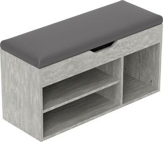 HOMCOM Homcom - Mobile Scarpiera a 3 Ripiani Aperti in Legno e Pelle pu Nero e Grigio