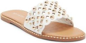 Top Moda Mick Flat Sandal in White Pu at Nordstrom Rack, Size 7.5