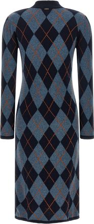 Twin-Set Argyle-Jacquard Knit Sweater Dress - Navy