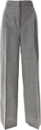 Msgm P.o.w. Broek - Dames - Wijde Broeken - Grijs - S - Wol - Broeken