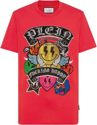 Philipp Plein T-shirt Smile con strass - Bianco