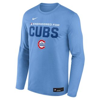 Nike Chicago Cubs Authentic Collection Team Issue Nike Mens Dri-FIT MLB Long-Sleeve T-Shirt in Blue | 02TJ4EYEJ-Q92