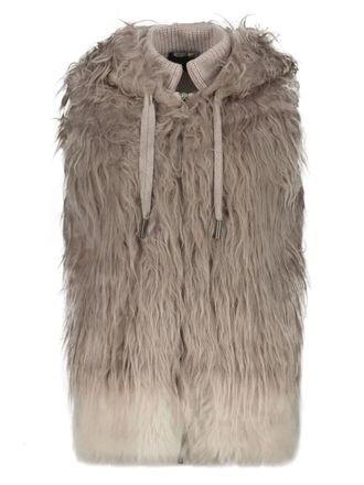 Lorena Antoniazzi alpaca fur vest - women - Polyester/Viscose/Polyamide/Leather/Virgin Wool - 42 - Neutrals