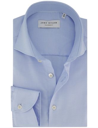 John Miller Overhemd John Miller Tailored Fit Lichtblauw geprint