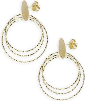 Lott. Gioielli Lott. Gioielli, Accessoires, Dames, Geel, ONE Size, Geborstelde Ronde Triple Hoops Sieraden
