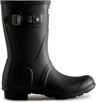 Hunter Womens Original Short Rubber Waterproof Welly Rain Boots In Black