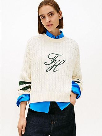 Tommy Hilfiger Jersey amplio de punto trenzado con logo