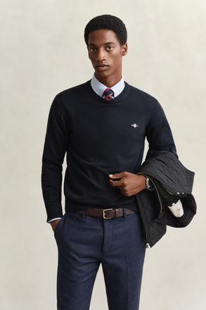 GANT Men Cotton Crew Neck Sweater (XXXL) EVENING BLUE