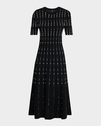 Joseph Fragmented Stripes A-Line Knit Midi Dress