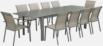 Sweeek Tavolo allungabile in alluminio con 8 sedie e 2 poltrone