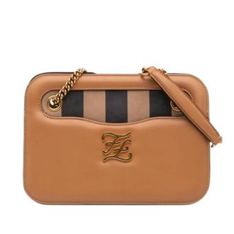 Fendi Pre-owned Karligraphy Pocket Shoulder Bag - Dames - Pre-owned - Bruin - Maat: ONE Size Leer