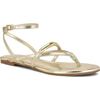 Nine West Bretta Ankle Strap Sandal in Gold at Nordstrom, Size 7.5
