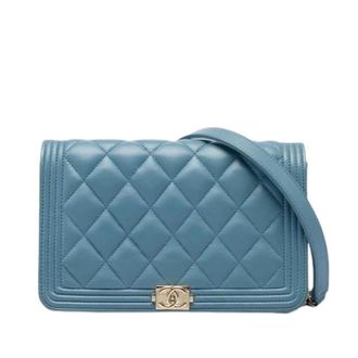 Chanel Pre-owned Boy Flap Shoulder Bag - Dames - Pre-owned - Blauw - Maat: ONE Size Leer