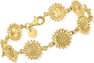 Ross-Simons Italian 18kt Gold Over Sterling Sunflower Bracelet