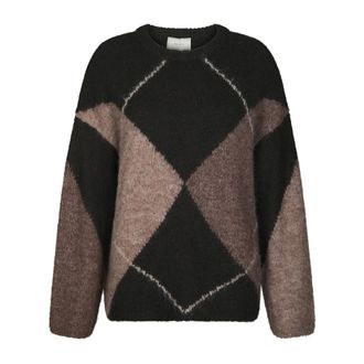 Neo Noir Truien & Vesten, Dames, Bruin, 2Xl, Ronde hals gebreid