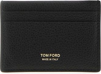 Tom Ford Lederen Kaarthouder met Nerf - Dames - Portefeuilles - Zwart - ONE Size - Leer - Accessoires
