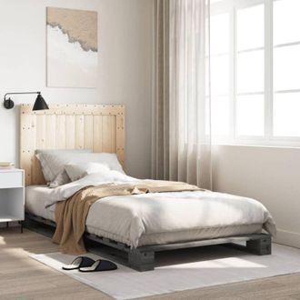 vidaXL Bed Frame without Mattress Grey 100x200 cm Solid Wood Pine Vidaxl