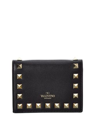 Valentino Rockstud Leather Card Holder