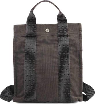 Herm&egrave;s Gray Canvas Backpack (Pre-Owned)