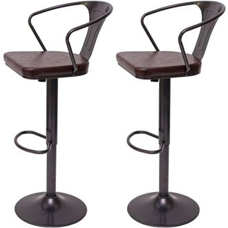 Hhg Non utilizzato] Set 2x sgabelli design industriale HHG 443b acciaio verniciato ecopelle marrone