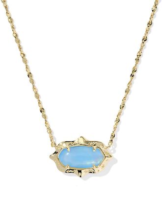 Kendra Scott Womens Elisa Scallop Frame Short Pendant Necklace In Gold / Sky Blue Iridescent Abalone