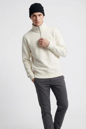 Superdry Sweatshirt SUPERDRY ESSENTIAL LOGO HENLEY, Herren, Gr. XXL, birch, angeraute Sweatware, Obermaterial: 70% Baumwolle, 30% Polyester, unifarben, loose f