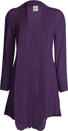 Forever 21 Fast Fashion Womens Wool Jacket Cardigan Long-Sleeved Plain Crochet Knitted Waterfall - purple - One size