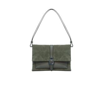 Coccinelle Shoulder Bags, female, Green, Size: ONE SIZE Dorian Suede Handbag
