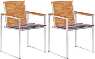 vidaXL Vidaxl - Sillas De Jard&iacute;n Con Cojines 2 Uds Madera Maciza Acacia Y Acero
